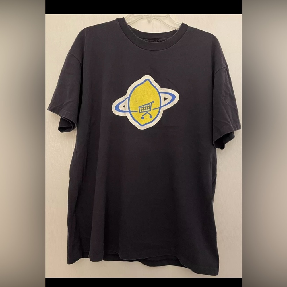 Vintage XL U2 Popmart Tour 1997 Concert Shirt Blue Lemon Shopping Cart Anvil